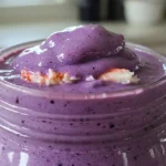 A vibrant Ninja Blast smoothie with Maryland crab and Alaskan blueberry ingredients.