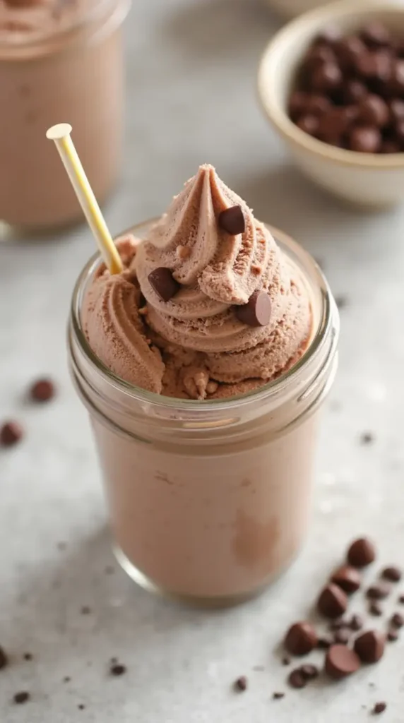 Chocolate Ninja Creami protein ice cream in a bowl with almond toppings