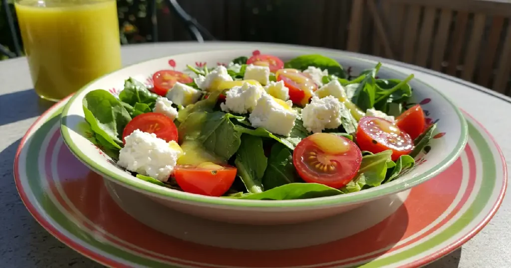 Salad with lemon vinaigrette dressing and mixed greens